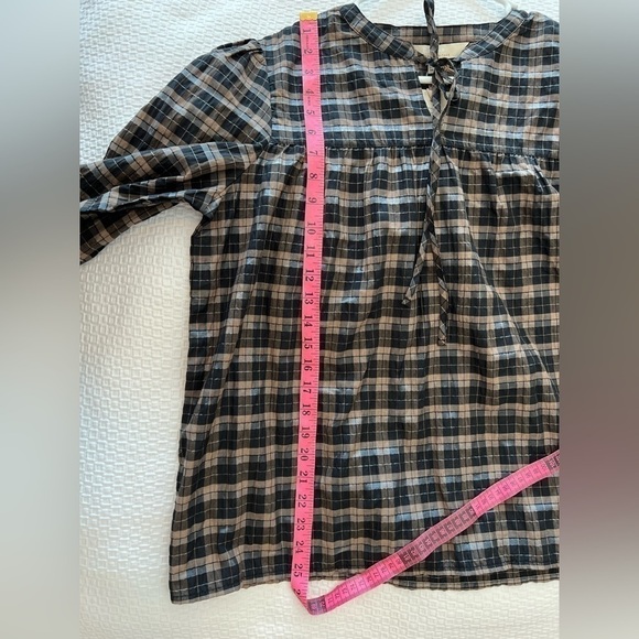 NWT BARBOUR Lorelie Seersucker Blouse in Praline Check Size 8 - Picture 8 of 14